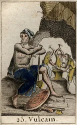 Representación de Vulcano, dios del fuego, la forja y los volcanes. De “Mitología de la Juventud” de Pierre Blanchard 1803.