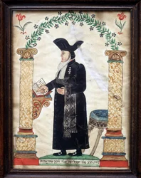 Representación de un rabino (litografía en color)