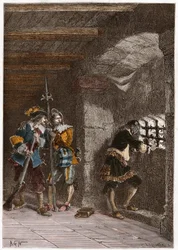Representación de la máscara de hierro (muerto en 1703) encarcelado en la isla de Sainte Marguerite
