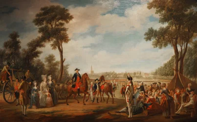Revista y desfile del Regimiento de Conde en Estrasburgo entre 1779 y 1781.