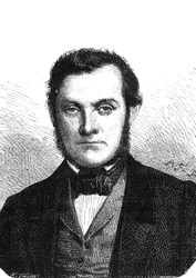 Richard Wilhelm BUNSEN (1811-1899), químico alemán descubridor del cesio y el rubidio. Grabado 1867