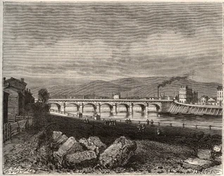 Roanne - Loira, en la región de Ródano-Alpes - grabado en “La France illustree: geografía, historia, administración estadística” por V.A. Malt-Brown. 1884