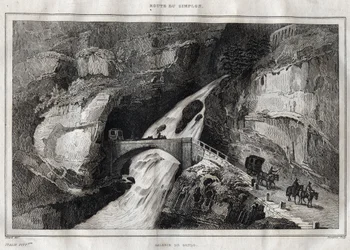 Ruta del Simplon - Grabado de “Italia pintoresca” por M. de Norvins, Ch. Nodier 1834-1836