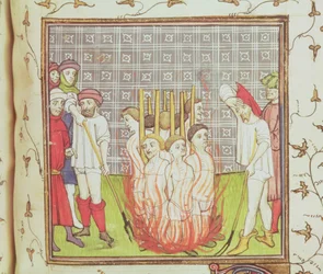 Roy 20 C VII f.44v Quema de los Templarios, c.1308 (vitela)