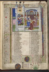 Royal 15 E. VI, f.2v Margaret of Anjou, sentada con su esposo, el rey Enrique VI, ilustración de 