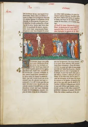 Real MS 16 G. VI, Muerte de Romhilda, las hijas de Romhilda salvan su honor (Libro 4, 24), de Les Grandes Chroniques de France