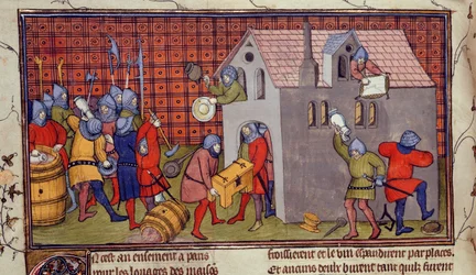 Royal MS 20 CVII f.41v, Saqueo de una casa (vitela)