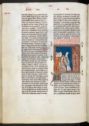 Royal Ms 16 G VI f. 347v Coronación del rey Ricardo I, ilustración de las Grandes crónicas de Francia