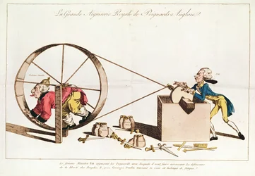 Servicio real de afilado para afilar dagas inglesas, 1794 (grabado coloreado a mano)