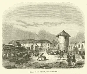 Ruinas del fuerte de Oueida, cote des Esclaves (grabado)