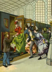 Apresurándose para subir al tren