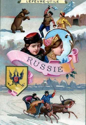 Rusia, de una serie de tarjetas promocionales para las galletas Lefevre-Utile (LU), finales del siglo XIX