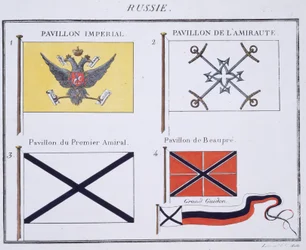 Banderas rusas, de un libro francés de banderas, c.1819