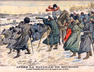 Guerra ruso-japonesa - Después de la Batalla de Mukden El comandante ruso, General Kuropatkin, ordenando la retirada de su ejército. Guerra ruso-japonesa (1904-1905) - Después de la Batalla de Mukden. El General Kuropatkin ordena a sus tropas retirarse. Il