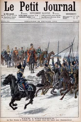 Guerra ruso-japonesa 1904-1905 - Cosacos aclamando al Zar Nicolás II antes de partir hacia el Lejano Oriente para luchar contra los japoneses en 
