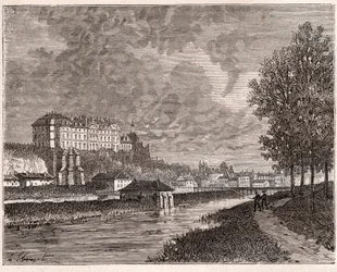 Sablé-sur-Sarthe - grabado en “La France illustrée: géographie, histoire, administración statistique” por V.A. Malt-Brown. 1884