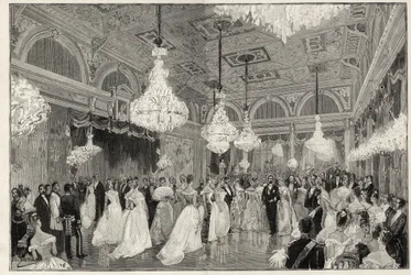 Sadi Carnot (1837-1894) Presidente de Francia de 1887 a 1894 y su esposa en el palacio del Elíseo - Sadi Carnot, presidente de la República Francesa y su esposa - Las fiestas de la presidencia - el nuevo salón de baile en el Palais de L