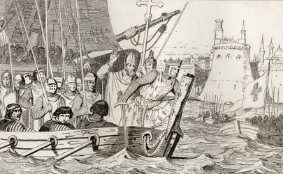 San Luis IX lidera a sus tropas en batalla, de 