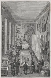 Sala del Museo del Conservatorio Nacional de Música de París - Grabado en «Las ciencias al alcance de todos - Física y química populares» de Alexis Clerc - Finales del siglo XIX - Colección privada