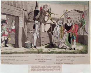 Caricatura satírica sobre los emigrados franceses en Coblenza y la Declaración de Pillnitz, 1791