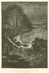 Escena de la época triásica (período conquilífero)