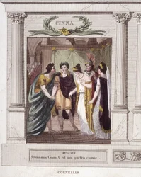Escena y diálogo de Augusto a Cinna en "Cinna o la clemencia de Augusto", tragedia de Corneille