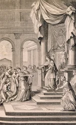 Escena de Esther de Jean Racine (grabado)