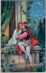 Escena de "Romeo y Julieta" de Shakespeare, Acto 3, escena 5 : los amantes en el balcón.