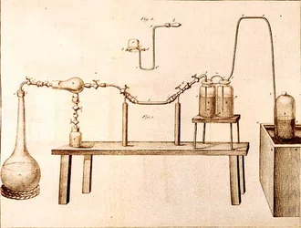 Equipo Científico, de Los Elementos de la Química por Antoine Laurent de Lavoisier (1743-94) grabado por D.Lizars, 1796