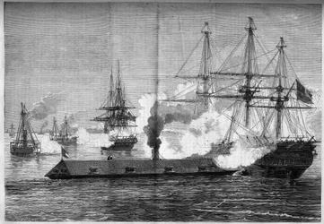 Guerra de Secesión (1861-1865) o Guerra Civil Americana - Batalla naval de Newport News (Virginia) - 8-9 de marzo