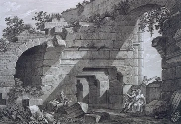 Galerías del segundo nivel del anfiteatro en Nimes, de Antiquités de la France: Vol I, Monuments de Nimes