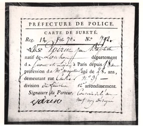 Tarjeta de seguridad, 1808