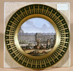 Plato de Sèvres que representa la llegada de la espada de Federico II (1712-86) el Grande, al Hotel des Invalides
