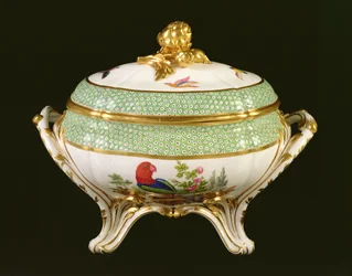 Taza de Sèvres del servicio de Eden, marca del pintor Pierre-Joseph Rosset, 1788