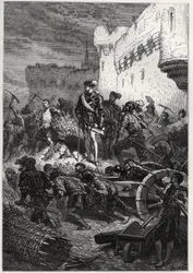 Sitio de Metz (1552) - Francois de Guise y las obras en las murallas de Metz - grabado de “The history of France told to my grandchildren” - por Francois Guizot - 1872-1876