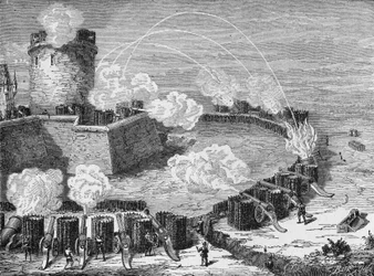 Asedio de un castillo fortificado en el siglo XVI