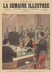 Firma de un Protocolo de Paz que pone fin a las hostilidades en la Guerra Hispanoamericana, Washington DC, 12 de agosto de 1898