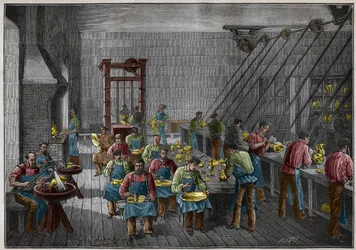 Taller de platería en Francia en el siglo XIX. Grabado de 1885 en 