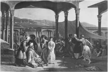 Bazar de esclavos, Argel, Argelia, c.1820