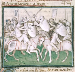 Sloane 2433 C, fol.69v La batalla de Crecy, c.1410 (vitela)