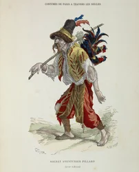 Soldado aventurero saqueador (vagabundo) en el siglo XVI - en “El traje de París a través de los siglos”