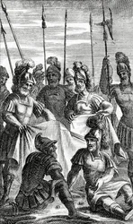 Soldados echando suertes para la división de las ropas de Jesucristo