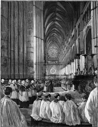 Ejecución solemne en la Catedral de Reims de la Misa de Gounod conocida como la Misa de Juana de Arco el 24 de julio de 1887.