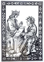 Salomón y Marcoul, ilustración de Ciencia y Literatura en la Edad Media y Renacimiento, escrita y grabada por Paul Lacroix, 1878