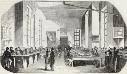 Clasificación de cartas de París - Grabado en "Tableau-de-Paris" por Edmond Texier 1852