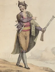 Contrabandista español del área de Cádiz, 1815, grabado por Langlume