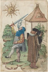 No hables contra el sol y no hagas agua de cara al sol [fol. 39 recto], c.1512-1515 (acuarela)