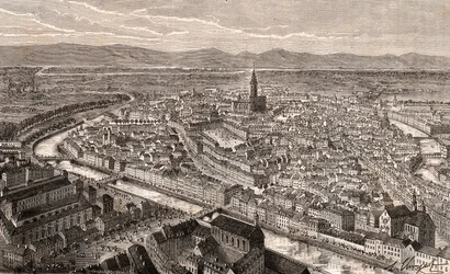 Estrasburgo - Bajo Rin, en Alsacia - grabado en 