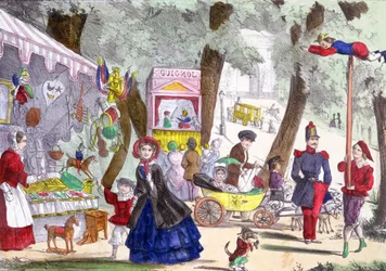 Escenas callejeras en los Campos Elíseos, siglo XIX