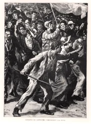 Huelguistas manifestándose en las calles de Chicago durante los disturbios de Pullman de 1894